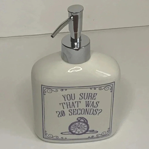 Soap Dispenser Our Name is Mud You Sure That Was 20 Seconds White, Purple New - Picture 2 of 4
